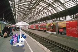 Size: 800x533 | Tagged: artist:sux2suk59, derpibooru import, deutsche bahn, germany, human, ponies in real life, safe, shining armor, smarty pants, train, train station, twilight sparkle