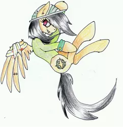 Size: 900x930 | Tagged: artist:deltalix, bandage, daring do, derpibooru import, safe, traditional art