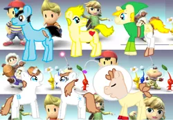 Size: 858x594 | Tagged: safe, artist:askrongotheearthpony, derpibooru import, ponified, earth pony, pikmin, pony, unicorn, crossover, earthbound, ice climbers, link, lucas, ness, olimar, super smash bros., super smash bros. brawl, the legend of zelda, the legend of zelda: the wind waker, toon link, tumblr