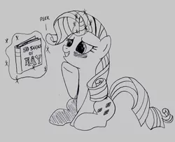 Size: 500x405 | Tagged: 50 shades of hay, artist:queencold, blushing, book, derpibooru import, fifty shades of grey, monochrome, parody, rarity, safe, sketch