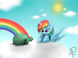 Size: 1032x774 | Tagged: artist:ephemurai, artist:joey darkmeat, colored, cute, rainbow dash, safe, tank