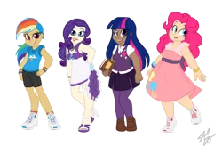 Size: 1024x672 | Tagged: safe, artist:alittleriddle, derpibooru import, pinkie pie, rainbow dash, rarity, twilight sparkle, equestria girls, diversity, humanized, simple background, sweater vest, transparent background, twoiloight spahkle