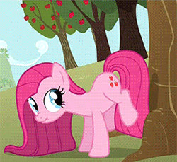 Size: 261x239 | Tagged: animated, applebucking, broken leg, derpibooru import, hooves, magical mystery cure, ouch, pinkamena diane pie, pinkie pie, safe, screencap, scrunchy face, solo