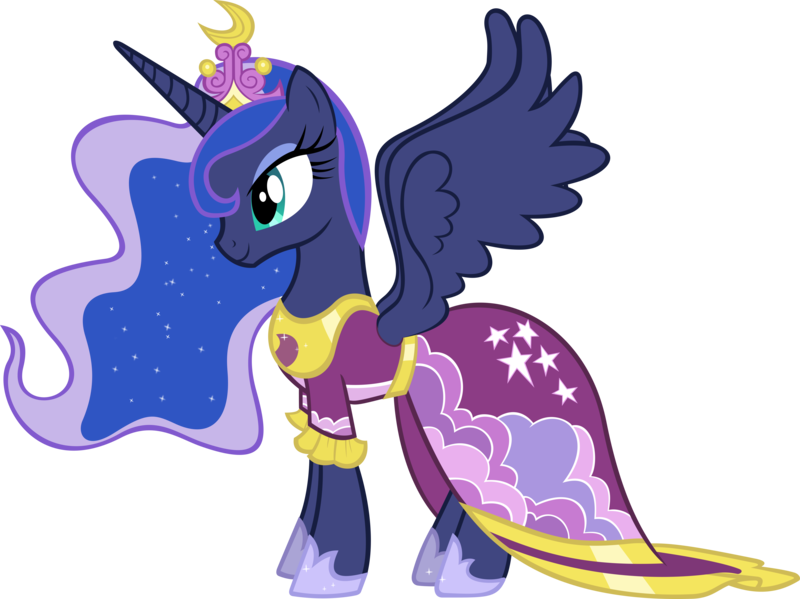 Size: 5000x3745 | Tagged: safe, artist:sidorovich, derpibooru import, princess luna, alicorn, pony, magical mystery cure, absurd resolution, clothes, coronation dress, dress, female, mare, simple background, solo, transparent background, vector