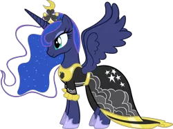 Size: 5000x3745 | Tagged: safe, artist:sidorovich, derpibooru import, edit, princess luna, alicorn, pony, magical mystery cure, absurd resolution, clothes, dress, female, mare, recolor, simple background, solo, transparent background, vector