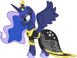 Size: 5000x3745 | Tagged: safe, artist:sidorovich, derpibooru import, princess luna, alicorn, pony, magical mystery cure, clothes, coronation dress, dress, female, mare, recolor, simple background, solo, transparent background, vector