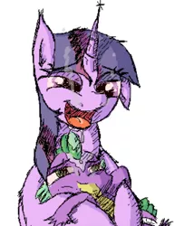 Size: 414x511 | Tagged: suggestive, artist:datgmfreak, derpibooru import, spike, twilight sparkle, drool, female, male, shipping, straight, twispike