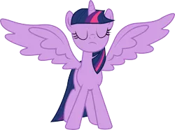 Size: 3051x2273 | Tagged: dead source, safe, artist:a01421, derpibooru import, twilight sparkle, twilight sparkle (alicorn), alicorn, pony, magical mystery cure, eyes closed, female, mare, simple background, solo, spread wings, transparent background, vector, wings