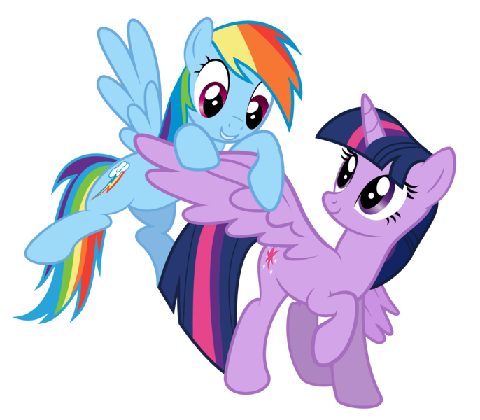 Size: 10000x8750 | Tagged: safe, artist:archive-alicorn, derpibooru import, rainbow dash, twilight sparkle, twilight sparkle (alicorn), alicorn, pony, magical mystery cure, absurd resolution, duo, female, lesbian, mare, shipping, simple background, spread wings, transparent background, twidash, vector