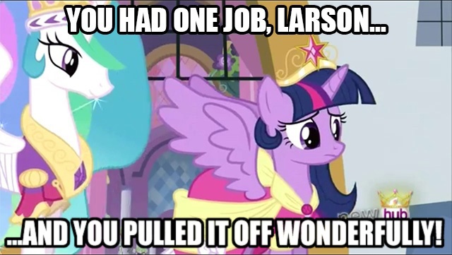 Size: 640x361 | Tagged: safe, derpibooru import, edit, edited screencap, screencap, princess celestia, twilight sparkle, twilight sparkle (alicorn), alicorn, pony, magical mystery cure, big crown thingy, clothes, coronation dress, crown, dress, element of magic, female, hub logo, image macro, jewelry, mare, meme, regalia