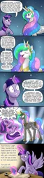 Size: 634x2500 | Tagged: safe, artist:pluckyninja, derpibooru import, princess celestia, twilight sparkle, twilight sparkle (alicorn), alicorn, pony, unicorn, magical mystery cure, alicorn drama, character assassination, comic, crying, drama, ethereal mane, female, i never asked for this, mare, out of character, princess celestia's special princess making dimension, quill, scene parody, the twilight zone, tyrant celestia, unicorn twilight, void