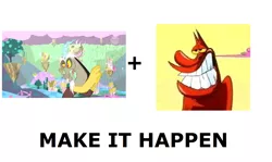 Size: 1337x796 | Tagged: cow and chicken, derpibooru import, discord, exploitable meme, make it happen, meme, meta, safe, the red guy