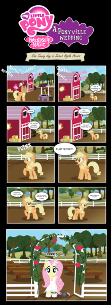 Size: 1280x3513 | Tagged: suggestive, artist:perfectblue97, derpibooru import, applejack, fluttershy, ball and chain, clothes, comic, dress, female, fluttermac, implied sex, male, shipping, shotgun wedding, straight, wedding dress