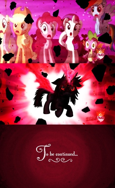 Size: 638x1040 | Tagged: semi-grimdark, derpibooru import, applejack, fluttershy, pinkie pie, rainbow dash, rarity, spike, twilight sparkle, twilight sparkle (alicorn), alicorn, pony, magical mystery cure, alicorn flash, artificial wings, augmented, bad end, comic, dark magic, dark twilight, dark twilight sparkle, evil, evil twilight, exploitable meme, female, glowing eyes, hub logo, magic, magic wings, mane seven, mane six, mare, meme, super saiyan princess, tyrant sparkle, wings