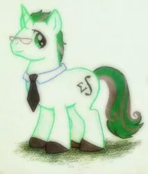 Size: 409x480 | Tagged: safe, artist:peachpalette, derpibooru import, oc, unofficial characters only, pony, unicorn, glasses, mathmagic, necktie, traditional art