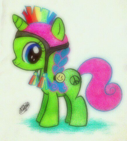 Size: 434x480 | Tagged: safe, artist:peachpalette, derpibooru import, oc, unofficial characters only, pony, unicorn, filly, foal, hat, hippie, neon, neon sign, peace symbol, sister, traditional art