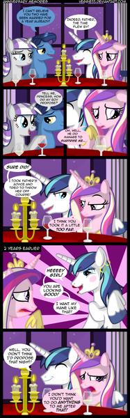 Size: 1340x4295 | Tagged: artist:veggie55, comic, crossdressing, derpibooru import, earring, implied proposal, makeup, night light, princess cadance, safe, shining armor, twilight velvet