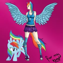 Size: 894x894 | Tagged: artist:veerlez, converse, derpibooru import, eared humanization, humanized, rainbow dash, safe, shoes, tailed humanization, winged humanization