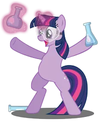 Size: 6000x7110 | Tagged: safe, artist:moonbrony, derpibooru import, twilight sparkle, unicorn, absurd resolution, beaker, bipedal, chubby, goggles, magic, safety goggles, science, simple background, solo, telekinesis, test tube, transparent background, unicorn twilight, vector