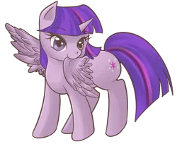 Size: 800x652 | Tagged: safe, artist:cielaart, derpibooru import, twilight sparkle, twilight sparkle (alicorn), alicorn, pony, biting, cute, female, mare, pixiv, preening, simple background, solo, twiabetes, wing bite