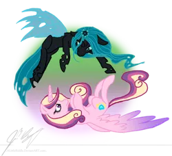 Size: 900x821 | Tagged: artist:alittleriddle, derpibooru import, princess cadance, queen chrysalis, safe, simple background, transparent background