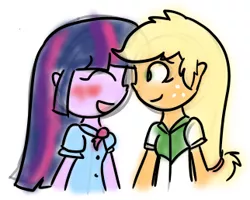 Size: 322x258 | Tagged: safe, derpibooru import, applejack, twilight sparkle, ask twijack, equestria girls, female, humanized, lesbian, shipping, tumblr, twijack