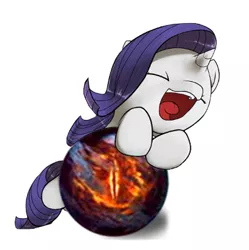 Size: 432x434 | Tagged: safe, artist:valcron, derpibooru import, edit, rarity, crossover, eye of sauron, filly, lord of the rings, palantir