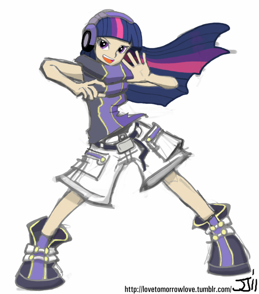 Size: 882x1000 | Tagged: artist:johnjoseco, artist:mintbronycrunch, crossover, derpibooru import, human, humanized, safe, sakuraba neku, the world ends with you, twilight sparkle