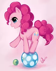 Size: 480x602 | Tagged: safe, artist:quiss, derpibooru import, pinkie pie, ball, cute, diapinkes, solo