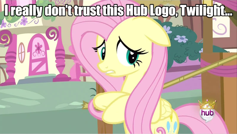 Size: 800x451 | Tagged: derpibooru import, fluttershy, hub logo, image macro, magical mystery cure, safe, swapped cutie marks