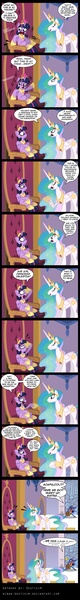 Size: 715x5357 | Tagged: safe, artist:niban-destikim, derpibooru import, princess celestia, princess luna, twilight sparkle, twilight sparkle (alicorn), alicorn, pony, comic:my life as a princess, big crown thingy, bipedal, camera, celestia is not amused, clothes, comic, female, hawaiian shirt, hilarious in hindsight, image, jewelry, jpeg, mare, regalia, shirt, suitcase, sunglasses, unamused