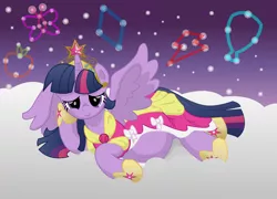 Size: 15000x10800 | Tagged: safe, artist:xniclord789x, derpibooru import, twilight sparkle, twilight sparkle (alicorn), alicorn, pony, absurd resolution, belly, belly button, big crown thingy, clothes, cloud, coronation dress, dress, elements of harmony, female, looking at you, mare, pregnant, solo