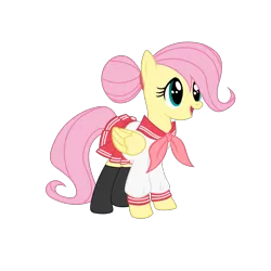 Size: 3000x3000 | Tagged: artist:psalmie, clothes, derpibooru import, fluttershy, safe, school uniform