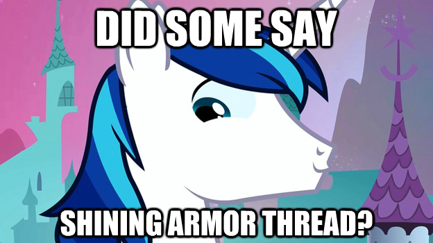 Size: 624x350 | Tagged: safe, derpibooru import, edit, edited screencap, screencap, shining armor, caption, image macro, silly, smiling, solo