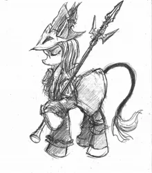 Size: 1700x1934 | Tagged: artist:thelivingshadow, derpibooru import, final fantasy, final fantasy ix, freya crescent, ponified, safe, spear