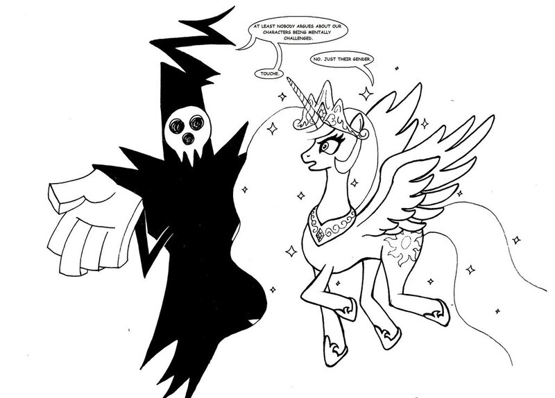 Size: 1024x735 | Tagged: safe, derpibooru import, princess celestia, crossover, death, lord death, soul eater