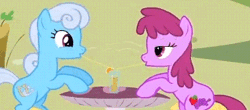 Size: 364x160 | Tagged: animated, berry punch, berryshine, blinking, cute, drink, drinking, eye contact, happy, linky, magical mystery cure, mushroom, open mouth, safe, screencap, sharing, shipping fuel, shoeshine, smiling, straw