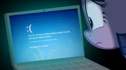 Size: 900x500 | Tagged: artist:hotdiggedydemon, blue screen of death, computer, derpibooru import, laptop computer, sad, safe, solo, stop error, twilight sparkle, windows, windows 8