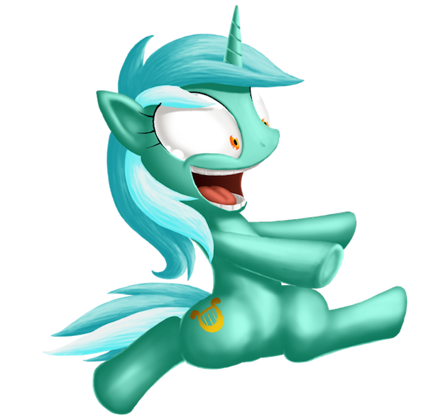 Size: 620x591 | Tagged: safe, artist:berrypawnch, derpibooru import, lyra heartstrings, pony, bipedal, human behavior, irrational exuberance, running, smiling