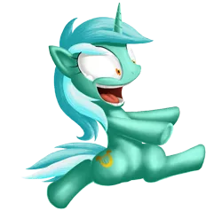 Size: 620x591 | Tagged: safe, artist:berrypawnch, derpibooru import, lyra heartstrings, pony, bipedal, human behavior, irrational exuberance, running, smiling