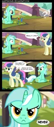 Size: 2000x4672 | Tagged: artist:austiniousi, bon bon, bon bon is not amused, comic, humie, lyra heartstrings, safe, sweetie drops