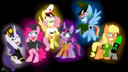 Size: 2474x1396 | Tagged: adolf hitler, applejack, artist:daisy-dictator, benito mussolini, che guevara, clothes, derpibooru import, dictator, fluttershy, hat, hideki tojo, josef stalin, kim jong-il, pinkie pie, rainbow dash, rarity, safe, twilight sparkle, world war ii