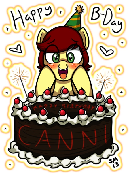 Size: 1936x2592 | Tagged: artist:serenamidori, birthday, cake, derpibooru import, oc, oc:canni soda, safe, solo, unofficial characters only