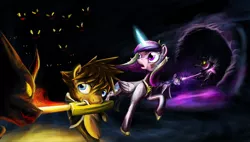 Size: 1500x850 | Tagged: artist:d-lowell, changeling, crossover, derpibooru import, heartless, keyblade, kingdom hearts, ponified, princess cadance, safe, sora, twilight sparkle