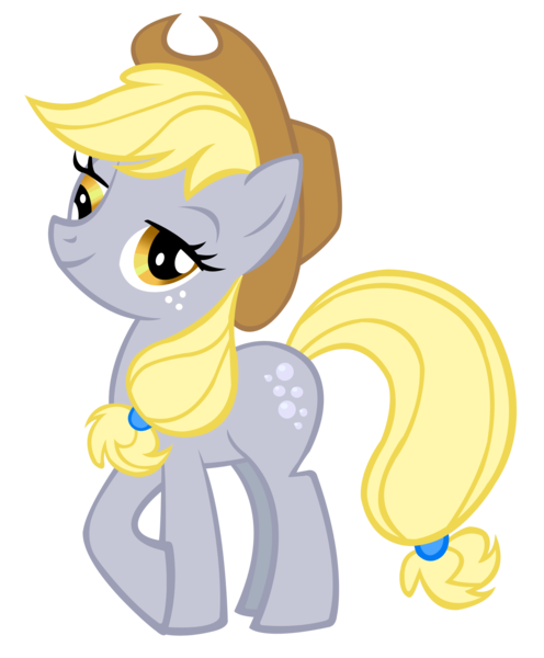 Size: 1496x1810 | Tagged: safe, artist:durpy, color edit, derpibooru import, applejack, derpy hooves, earth pony, pony, female, hat, mare, palette swap, recolor, silly, silly pony, simple background, solo, stock vector, transparent background, vector, who's a silly pony