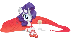 Size: 2000x1125 | Tagged: safe, artist:sunibee, artist:yanoda, derpibooru import, edit, rarity, pony, unicorn, alcohol, clothes, dress, female, recolor, red dress, simple background, solo, transparent background, vector, wine, wink