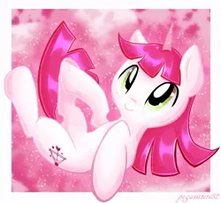 Size: 693x637 | Tagged: safe, artist:pegasisters82, derpibooru import, lovestruck, pony, unicorn, female, looking up, mare, smiling, solo