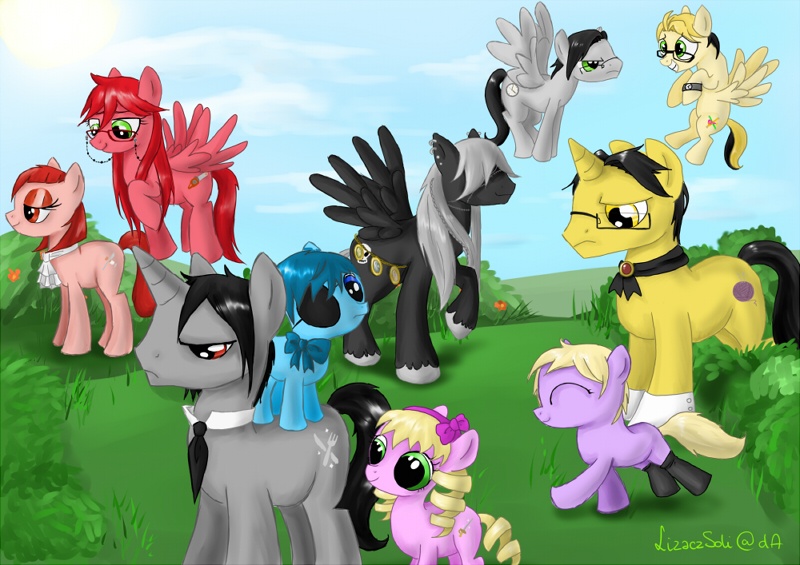 Size: 800x565 | Tagged: alois, artist:lizaczsoli, black butler, ciel, ciel phantomhive, derpibooru import, glasses, grell, grell sutcliff, group shot, kuroshitsuji, ponified, ronald knox, safe, sebastian, sebastian michaelis, the undertaker, william spears, william t spears