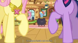 Size: 762x422 | Tagged: bedroom eyes, caption, cauldron, cooking pot, derpibooru import, edit, edited screencap, element of kindness, fluttershy, magical mystery cure, pony as food, rainbow dash, rope, safe, screencap, tied up, twilight sparkle, youtube caption
