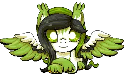 Size: 320x194 | Tagged: safe, artist:bone-bone, derpibooru import, oc, oc:stormy, unofficial characters only, original species, pegasus, paws, pixel art, solo, wingding eyes